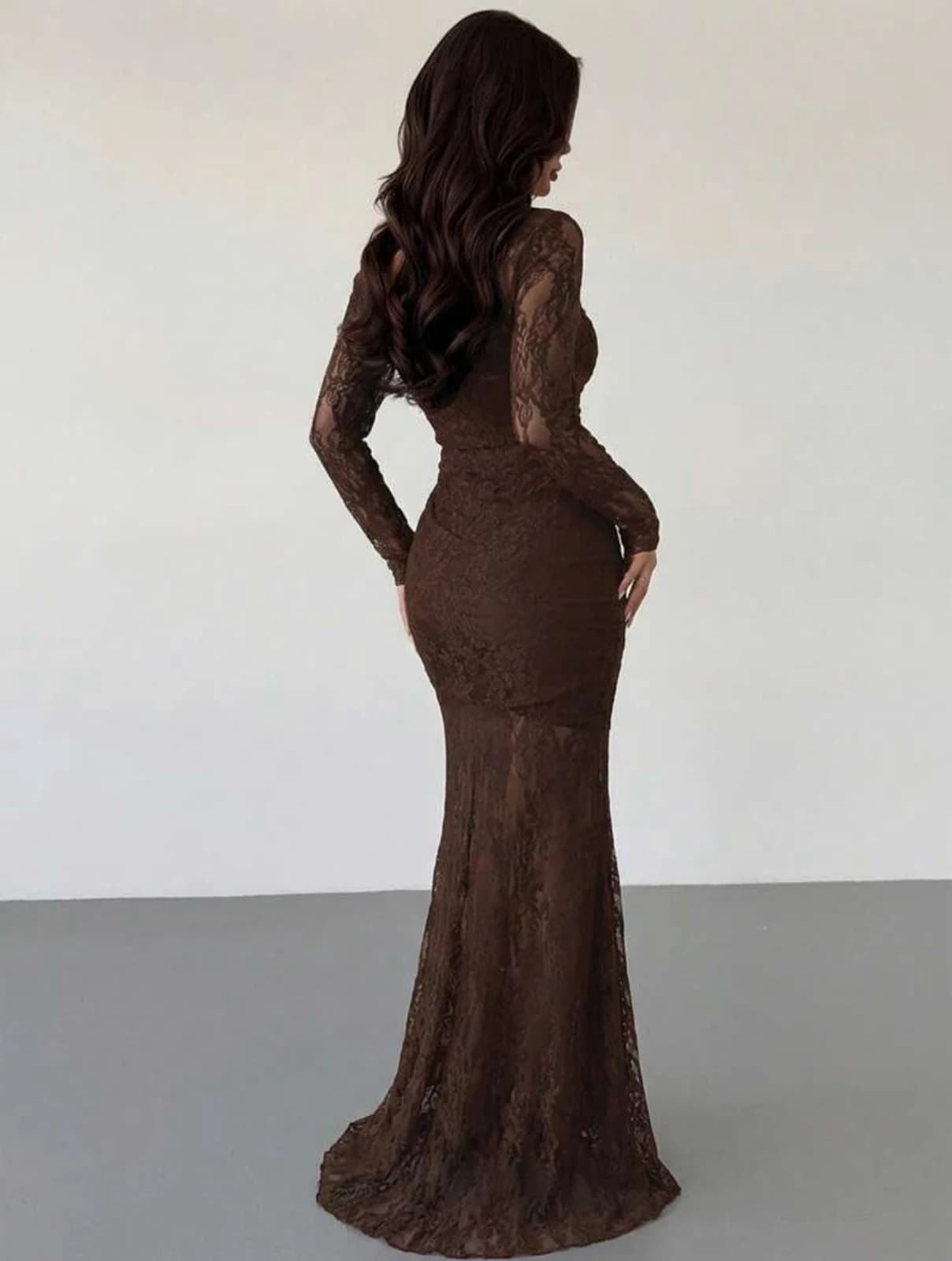 Coffee Floral Bodycon Dress — front view