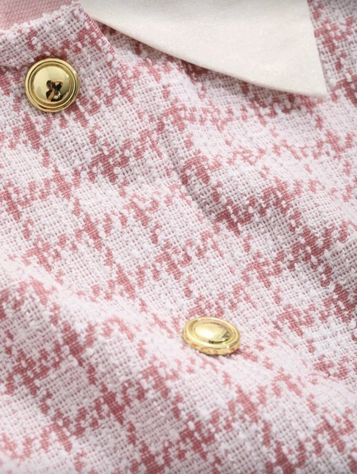 Pink Plaid Thin Jacket — detail view