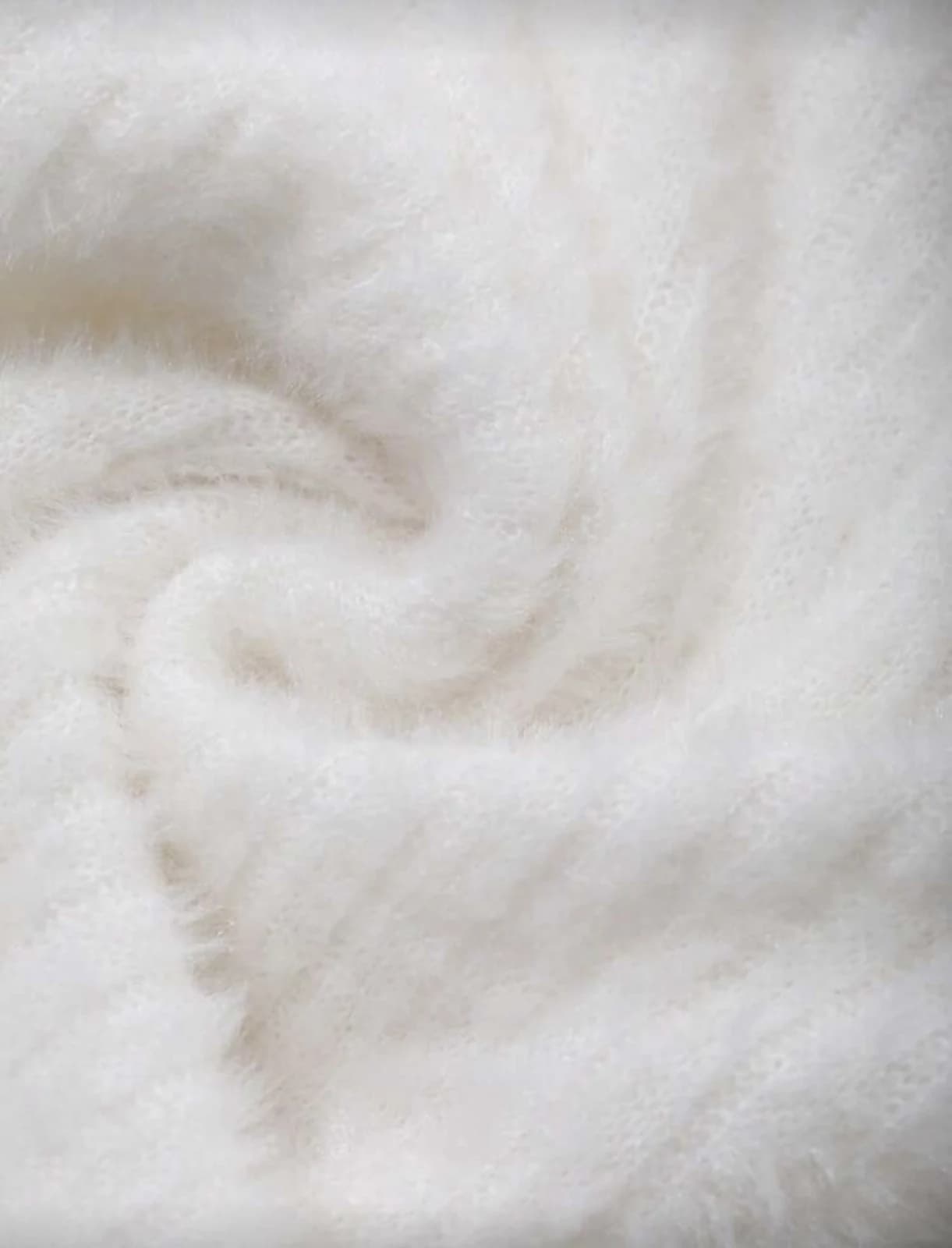 White Off-Shoulder Fuzzy Top — detail view