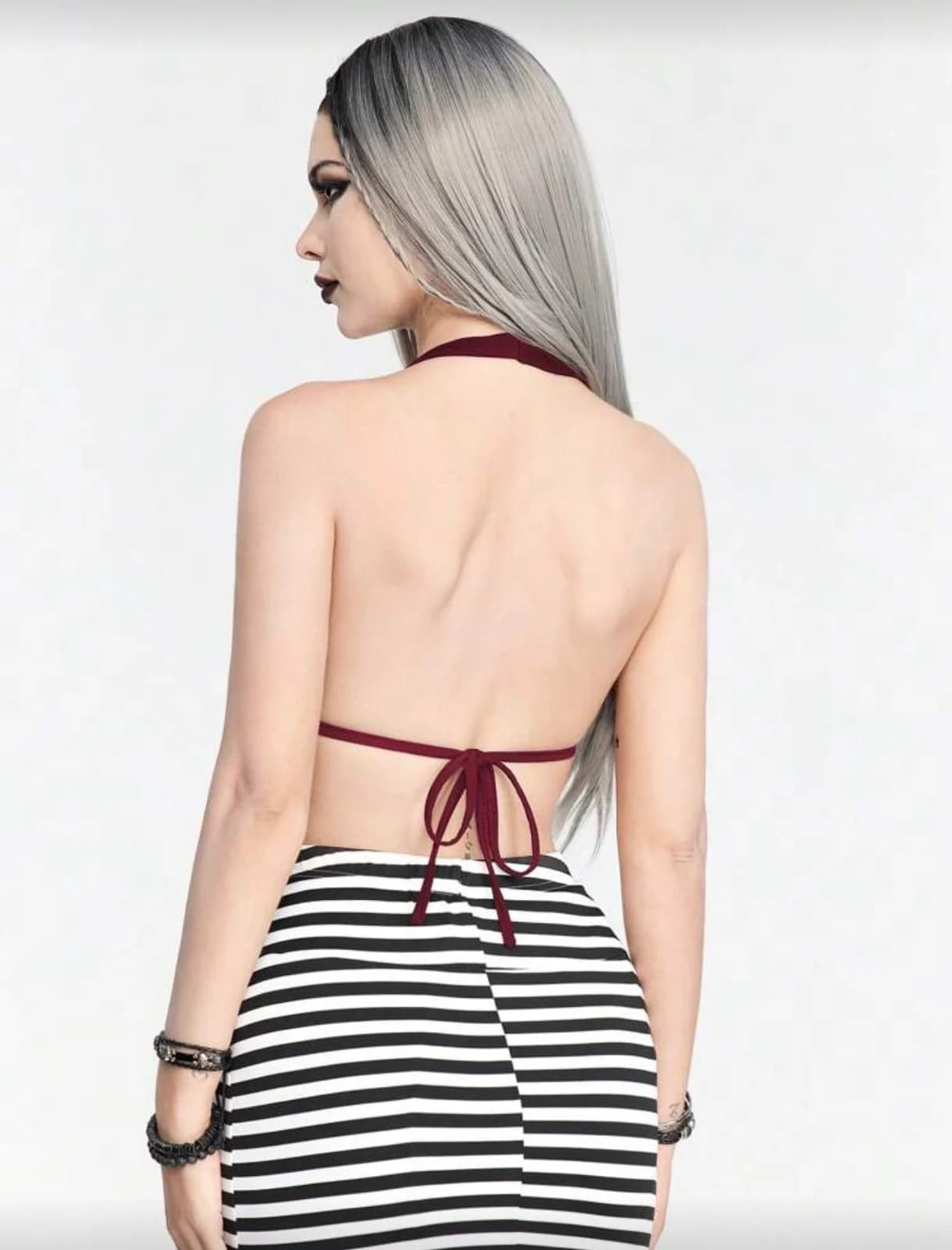 ROMWE Rhinestone Cross Open Back Tank Top — back view