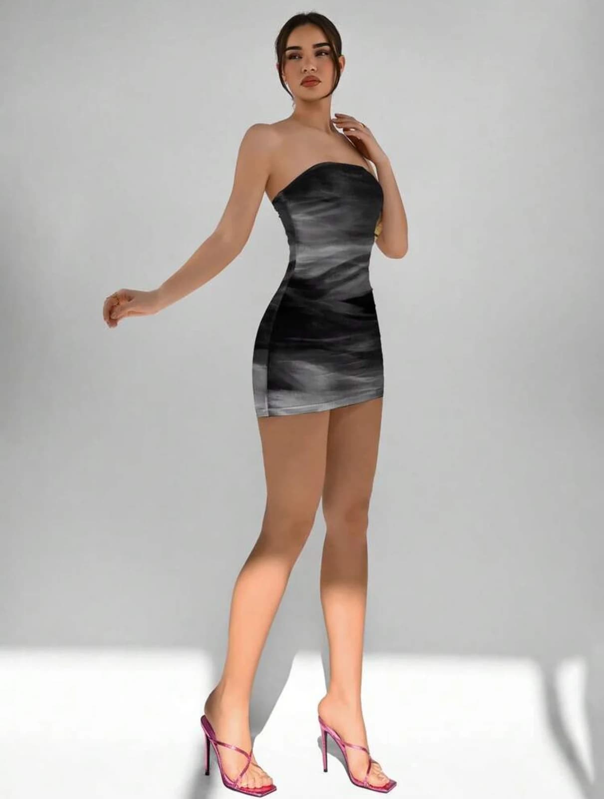 Smoky Bandeau Bodycon Mini Dress — back view