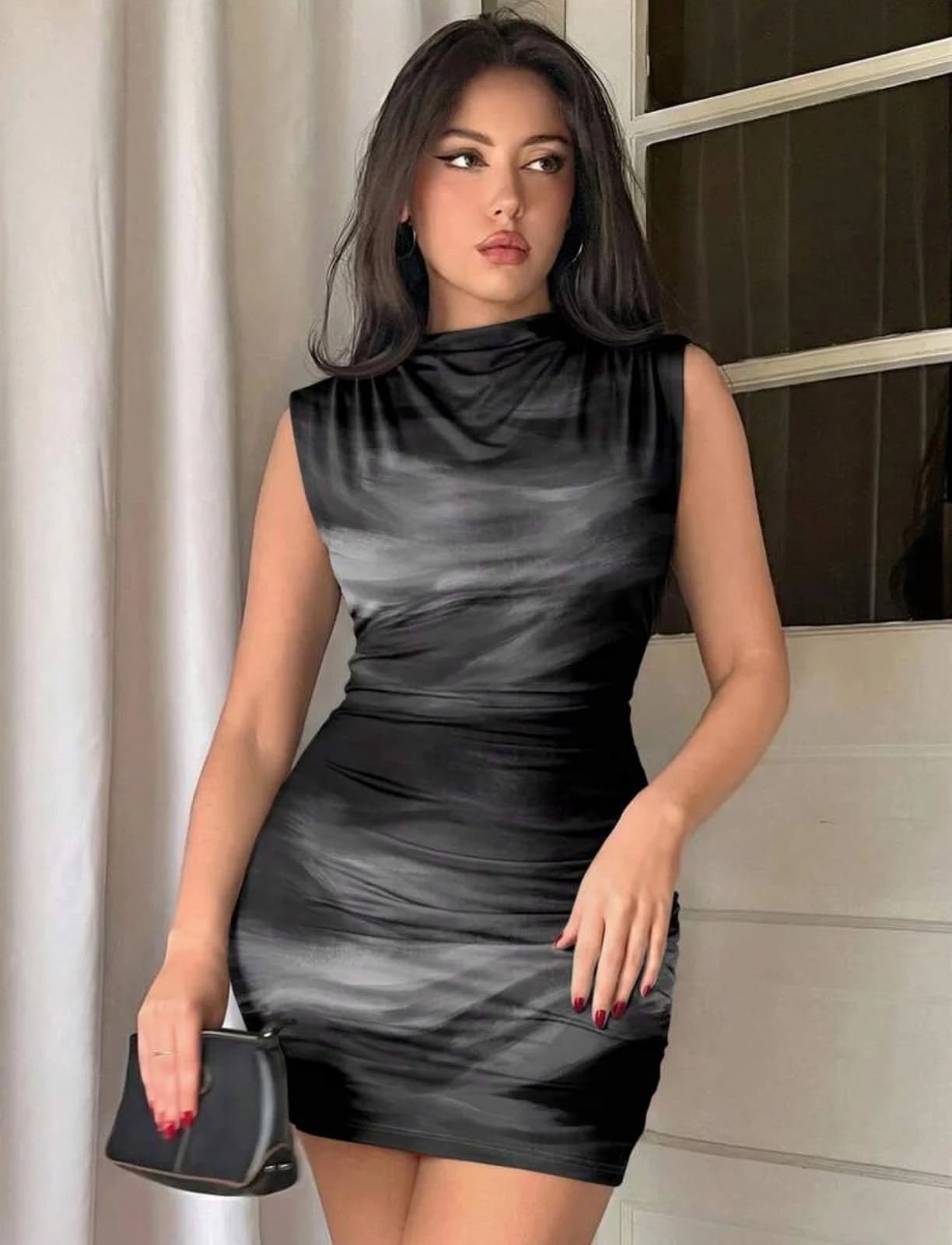 Tie-Dye Ruched Mini Dress