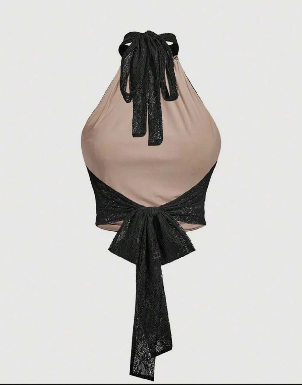 Black Lace Halter Top — side view