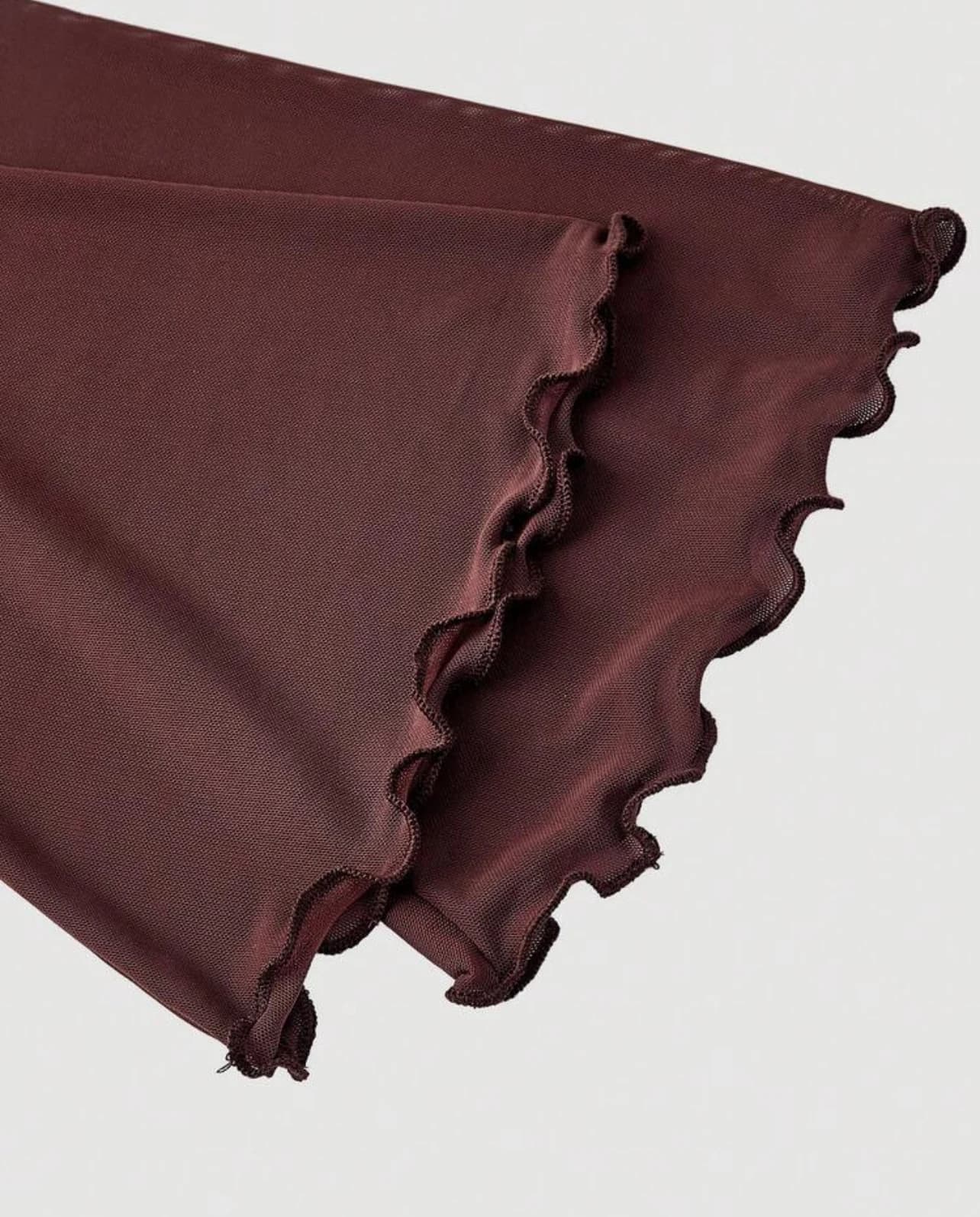 Brown Mesh Flare Sleeve Top — side view