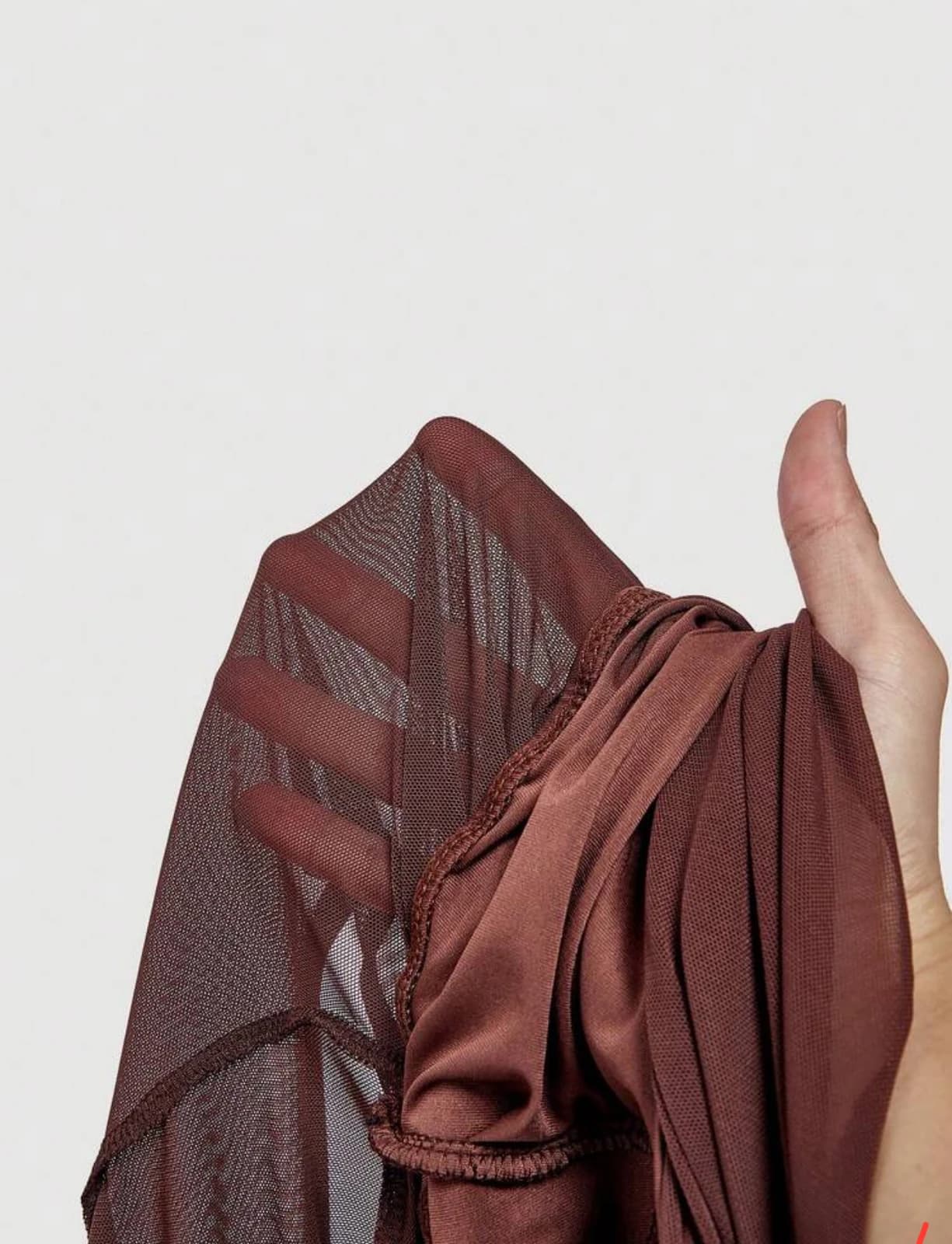 Brown Mesh Flare Sleeve Top — detail view