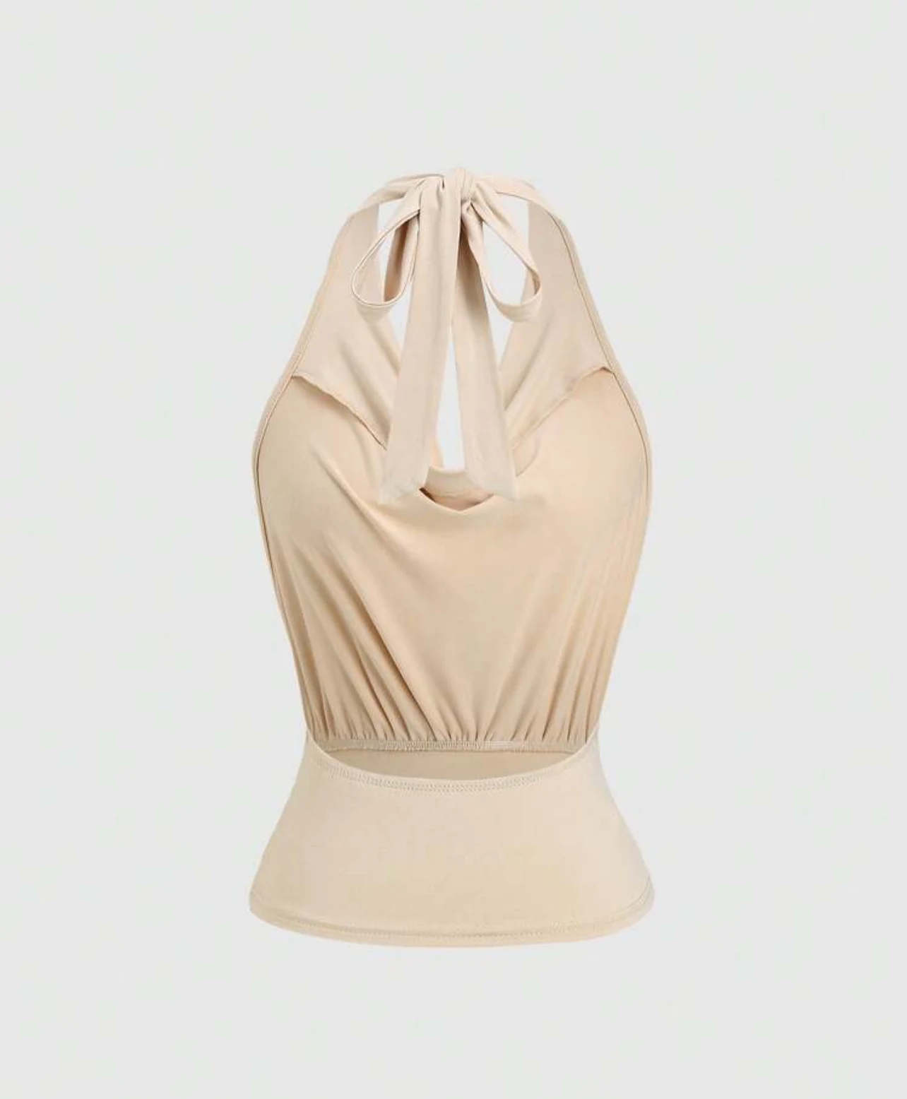 Apricot Pleated Halter Top — back view