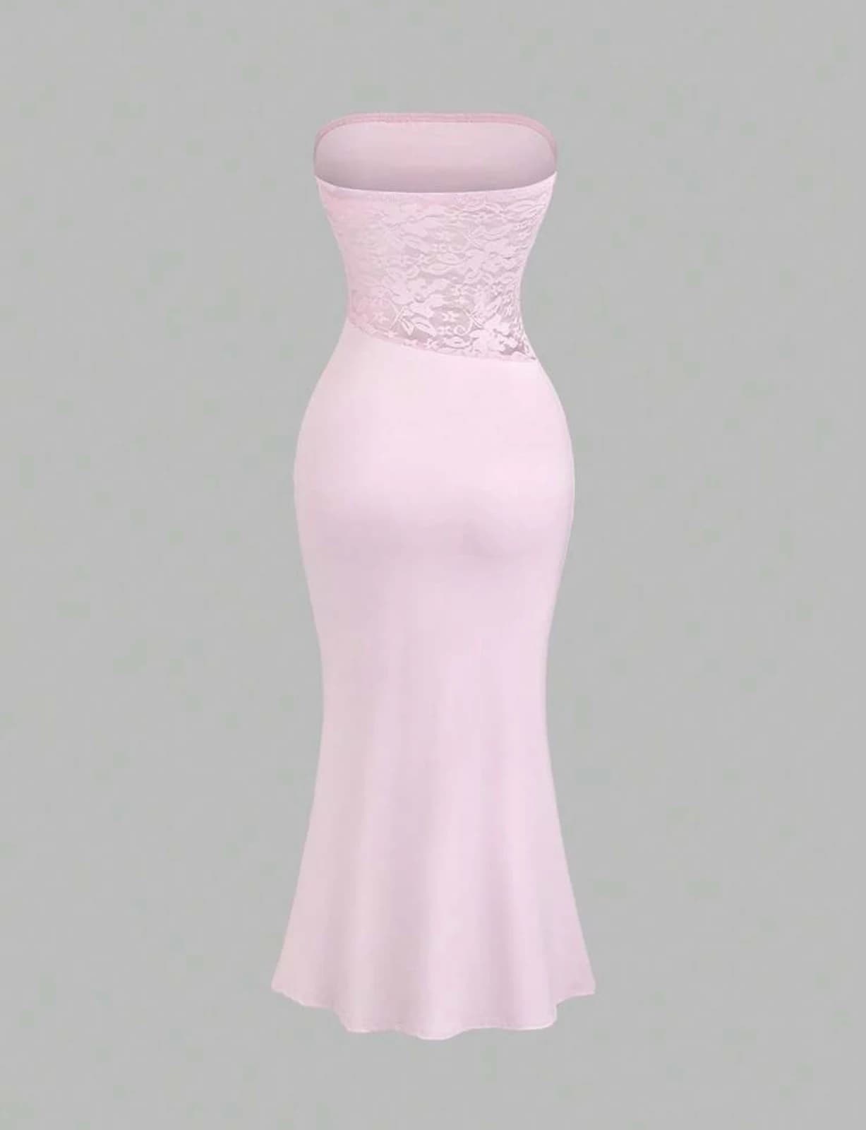 Pink Tube Long Dress — back view