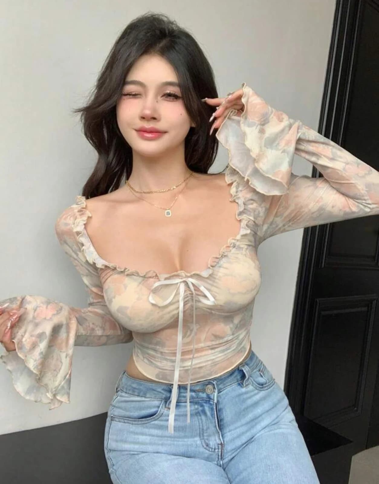 Apricot Sheer Blouse