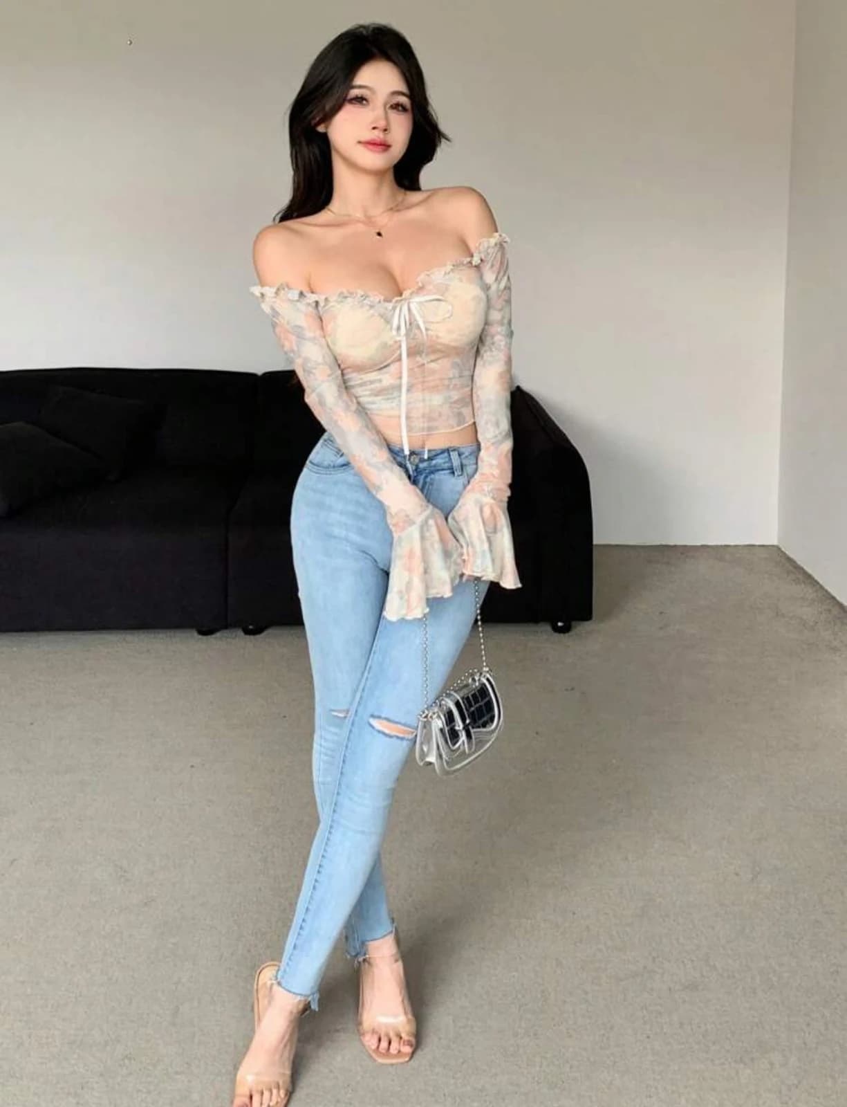 Apricot Sheer Blouse — front view