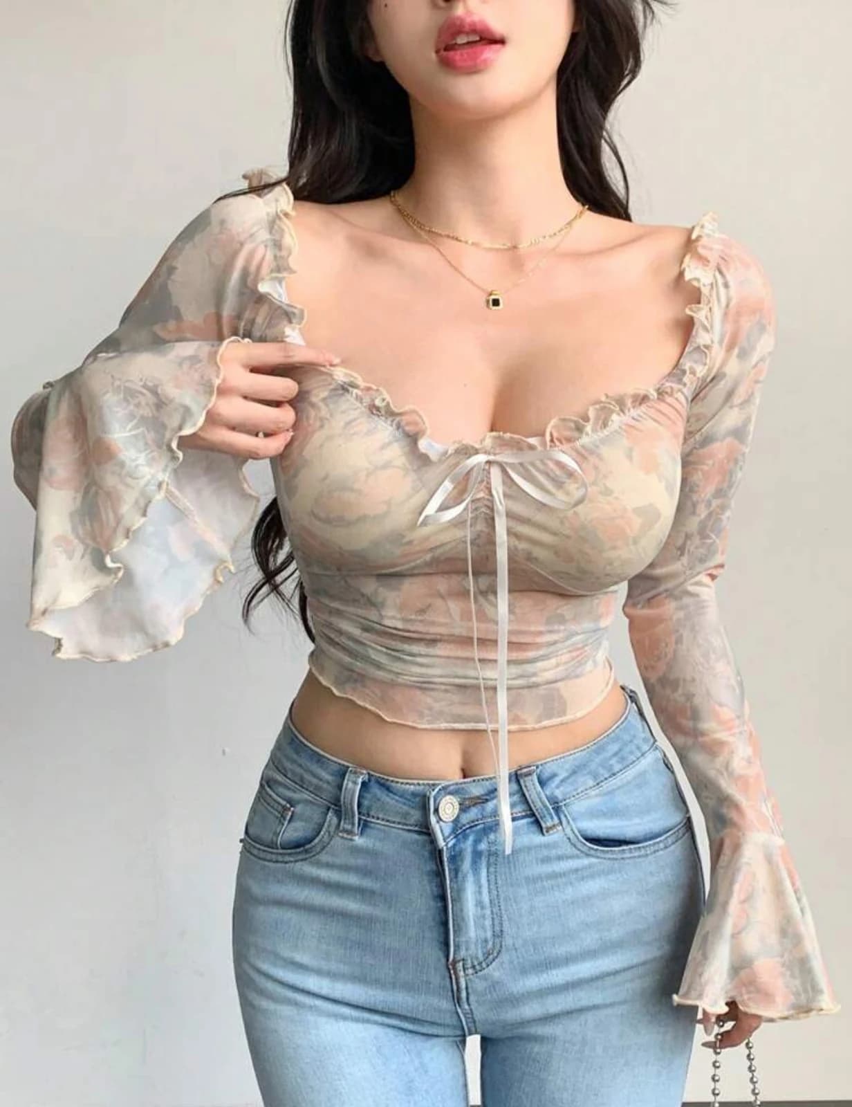 Apricot Sheer Blouse — back view