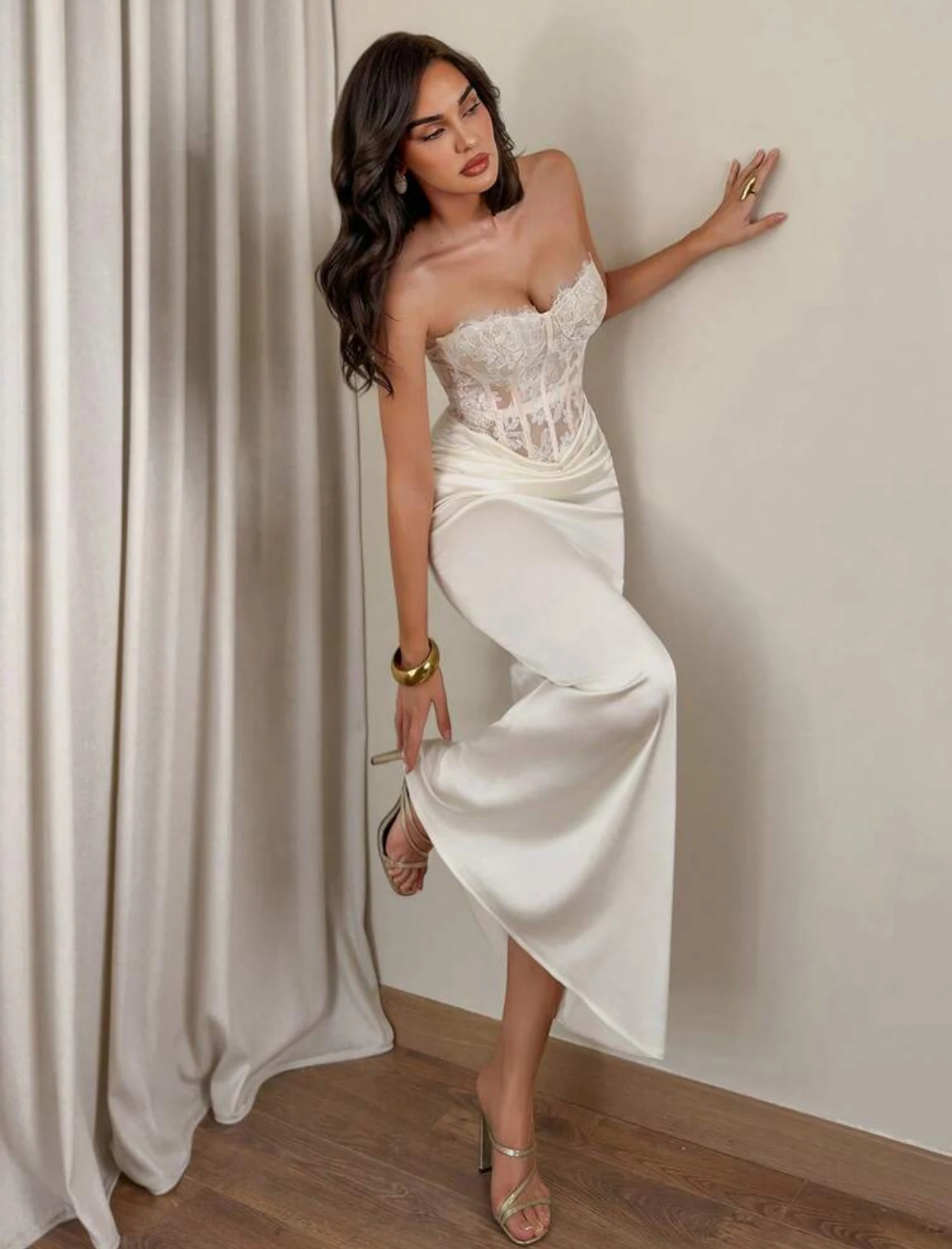 Champagne Lace Formal Dress