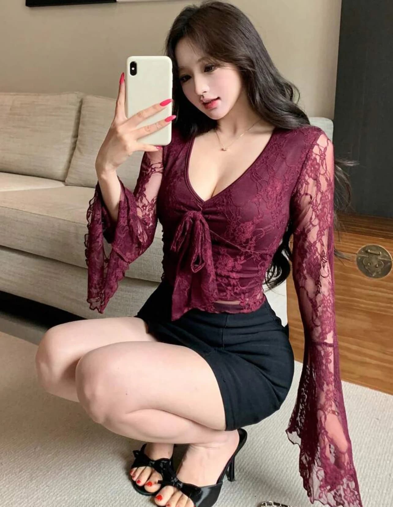 Red Violet Lace Blouse