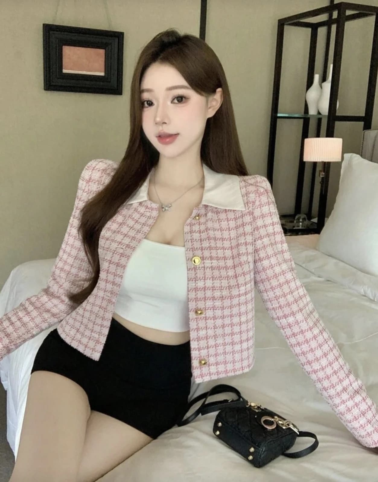 Pink Plaid Thin Jacket